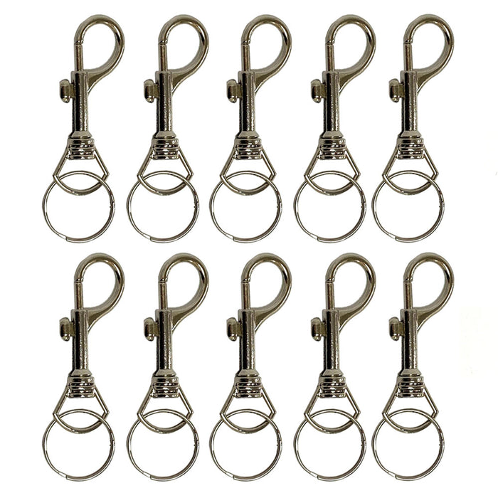 10 Keychains Snap Trigger Swivel Hook Clips Belt Clip Key Removable Rings Spring