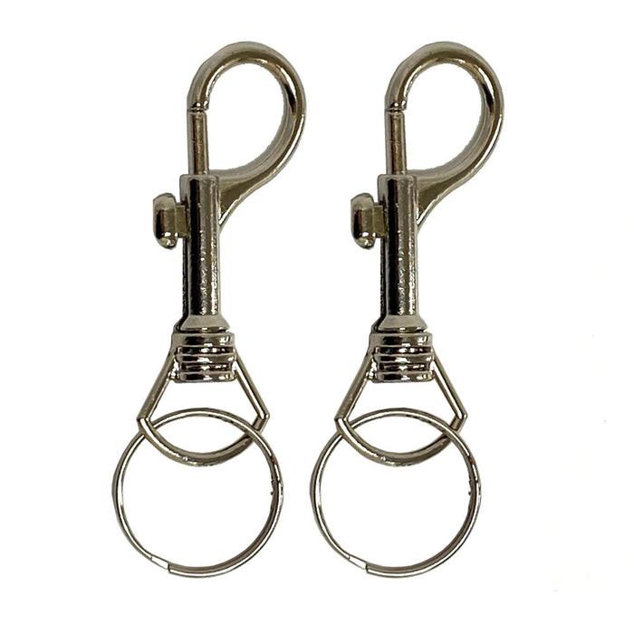 Jumbo Snap Clip Keychain Ring Silver 2pcs Swivel Round Eye Lobster Clasp Hook