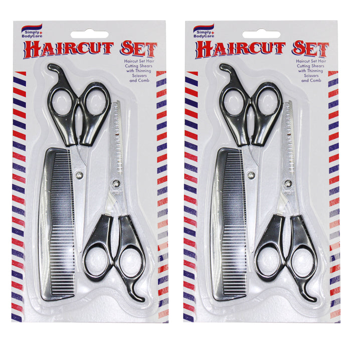 6 Pc Haircut Trimmer Shears Scissors Comb Hairdresser Barber Set Hair Shaver Kit
