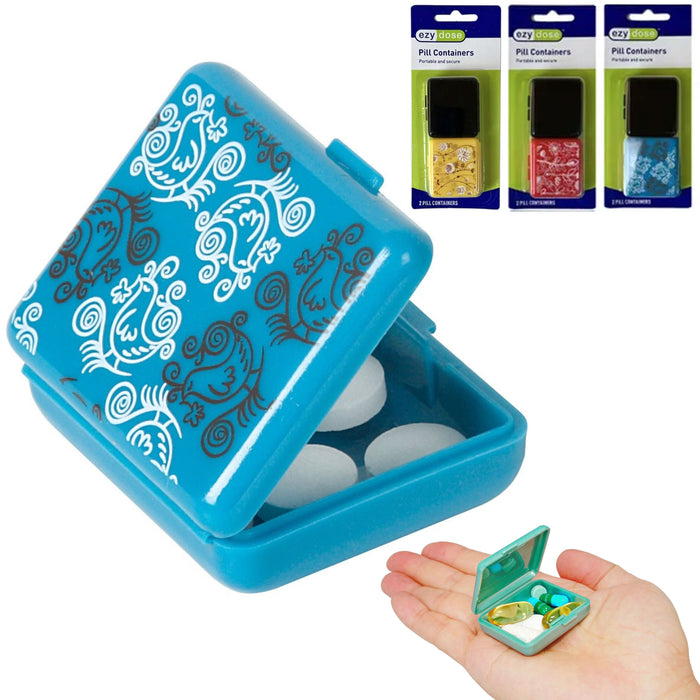 2 Pocket Pill Box Travel Medicine Tablet Storage Organizer Container Case Holder