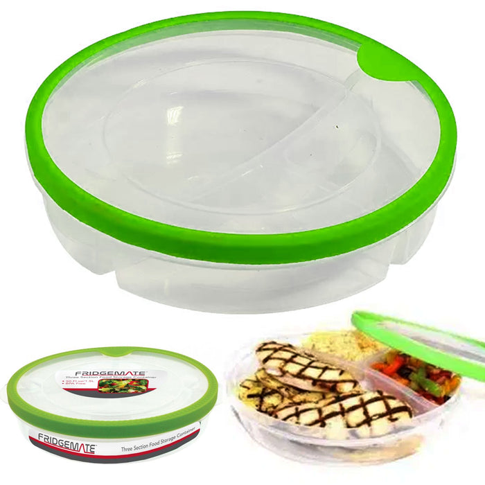 6 Sets Microwave Dish Food Meal Prep Storage Container 3 Section Divided Plate