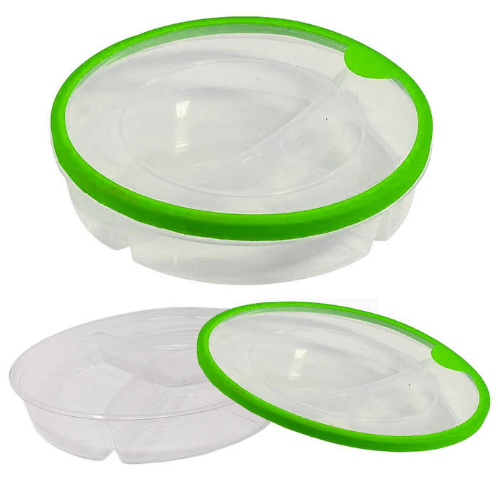 6 Sets Microwave Dish Food Meal Prep Storage Container 3 Section Divided Plate