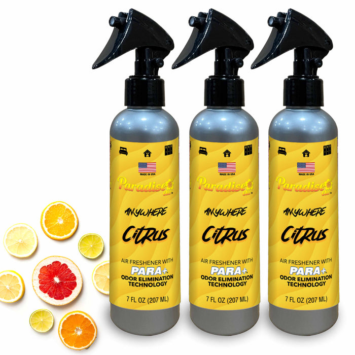3 Pc Paradise Air Freshener Spray Odor Eliminator Aroma Fragrance Scent Citrus