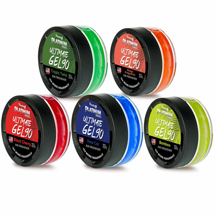5 Paradise Ultimate Gel Air Freshener 90 Day Aroma Car Fragrance Assorted Scents