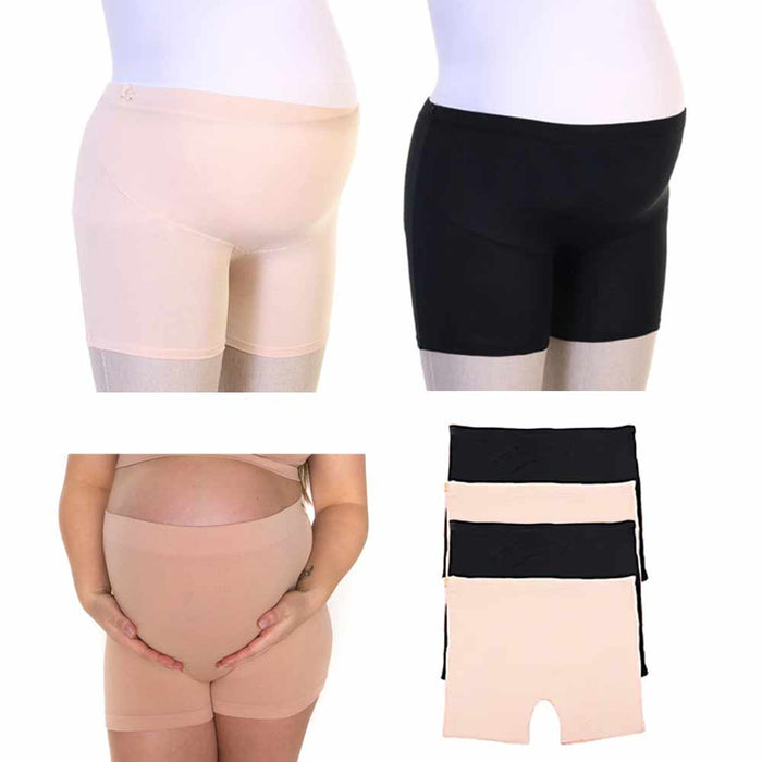 4 Pc Tummy Support Stretch Shorts Modal Maternity Over Bump Underwear Belly S/M