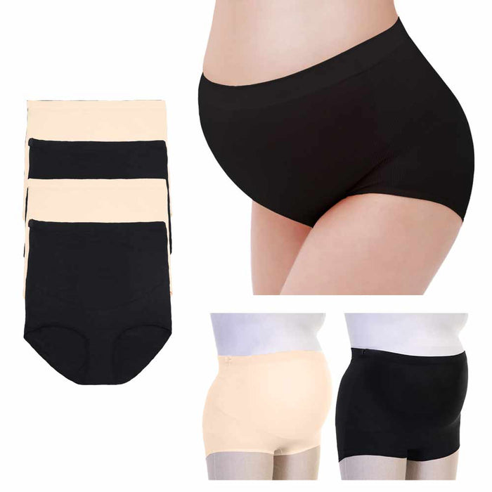 4 Pc Maternity Panties Over Belly Bump Underwear Pregnancy Tummy Support L/XL