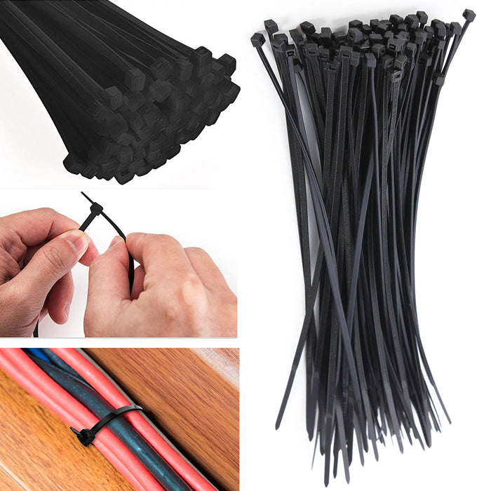 400 Pc 8 Inch 40 Lbs Nylon Quality Cable Zip Wire Ties Cords Black Heavy Duty
