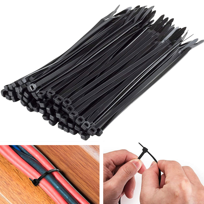 400 Pc 8 Inch 40 Lbs Nylon Quality Cable Zip Wire Ties Cords Black Heavy Duty
