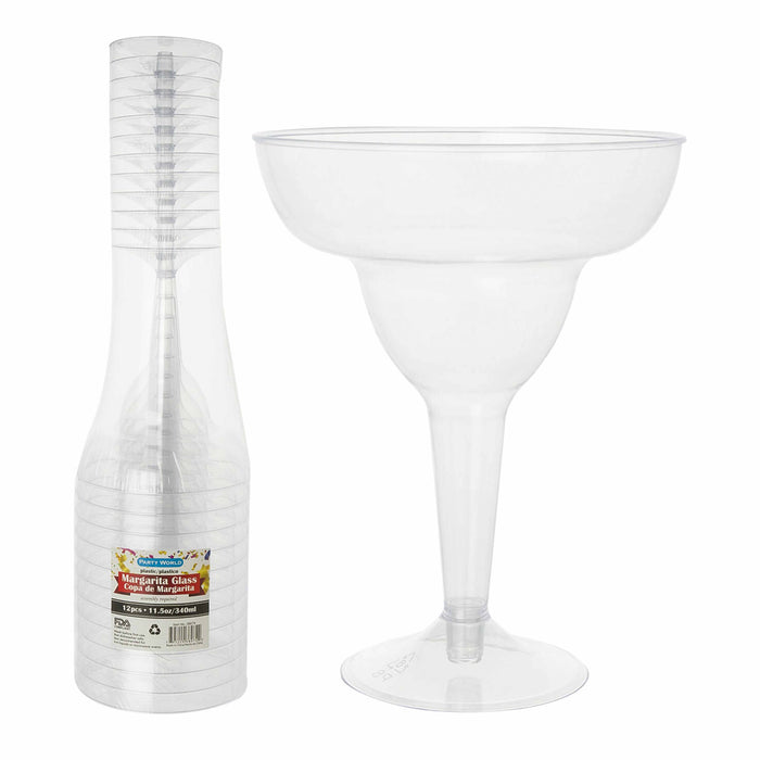 12 Plastic Margarita Glasses Disposable Flute Wedding Party Wine Daiquiri Glass