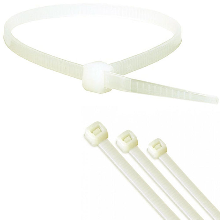 100 Pcs Zip Cable Ties Heavy Duty 8" 40 Pound Down Strap Wire Nylon Wrap White