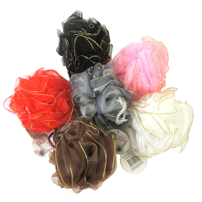6 Pc Bath Sponge Shower Nylon Mesh Scrubbers Exfoliating Body Massage Scrub Spa