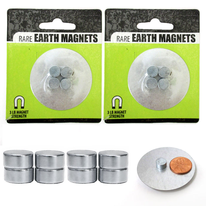 8 Rare Earth Magnets Super Strong Disc Neodymium Round 3/8 5 mm 3 Lbs Strength