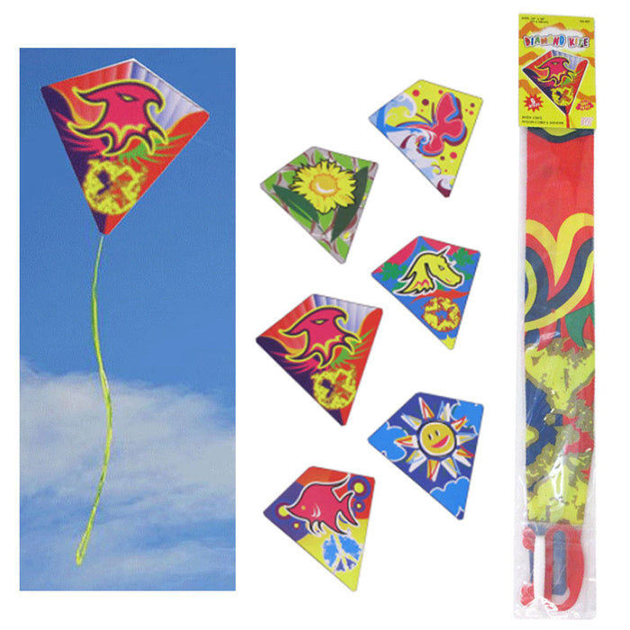 6 Pc Diamond Kite Easy Flyer Fun Kids Breeze Beach Outdoor Games Toys 24" x 26"