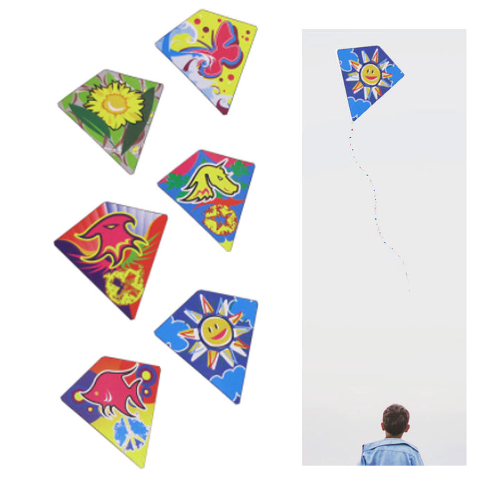 6 Pc Diamond Kite Easy Flyer Fun Kids Breeze Beach Outdoor Games Toys 24" x 26"