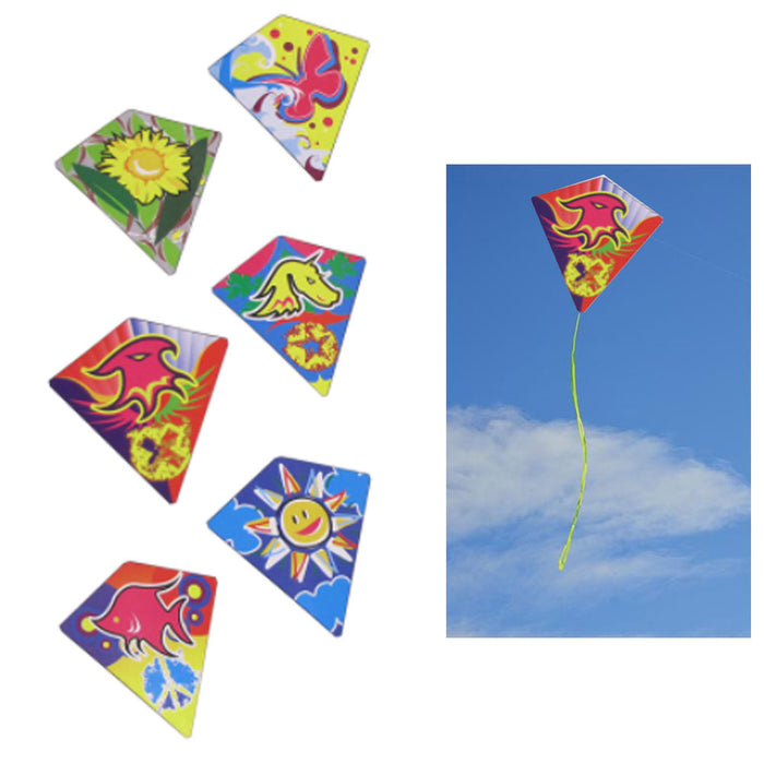 3 Pc Diamond Kite 24" x 26" Flyers Fun Kids Breeze Beach Outdoor Games Plastic