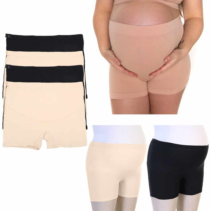 4 Pc Cotton Maternity Shorts Over Bump Underwear Pregnancy Tummy Support S/M
