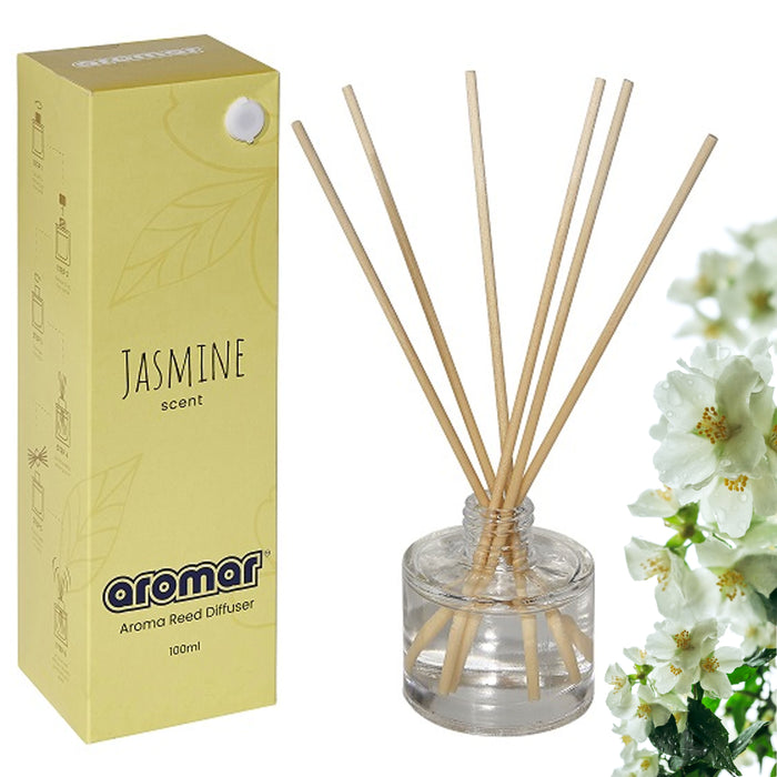Jasmine Flower Fragrance Oil Premium Rattan Reed Sticks Air Diffuser Aroma 100ml