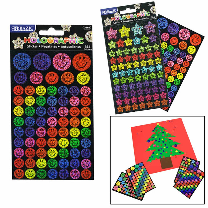 576 Crafts Stickers Colors Sparkle Stars Happy Face School Teacher Reward Kids