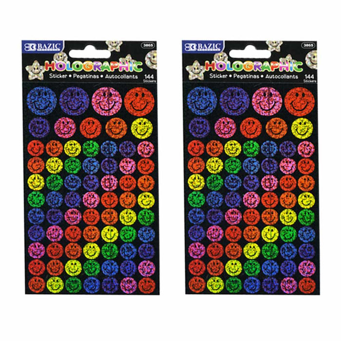 288 Pc Crafts Stickers Holographic Happy Face Star Reward Metallic Shine Art