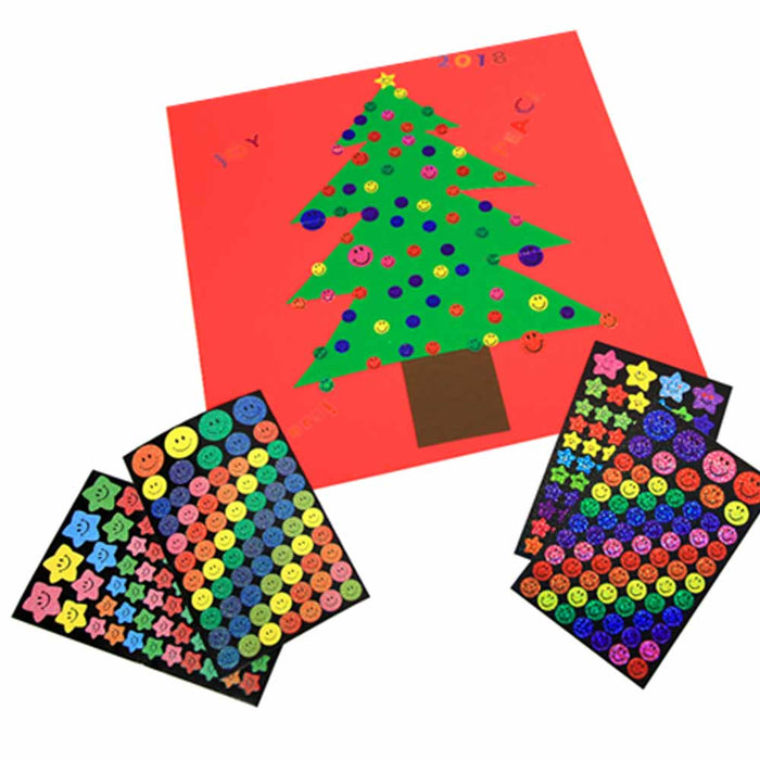 576 Crafts Stickers Colors Sparkle Stars Happy Face School Teacher Reward Kids