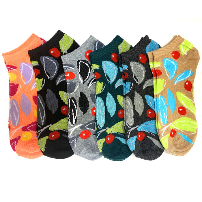 Lot 6 Pairs Women's Socks Girls Ankle Low Cut Size 9-11 Cotton Neon Colorful