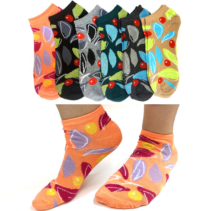Lot 6 Pairs Women's Socks Girls Ankle Low Cut Size 9-11 Cotton Neon Colorful