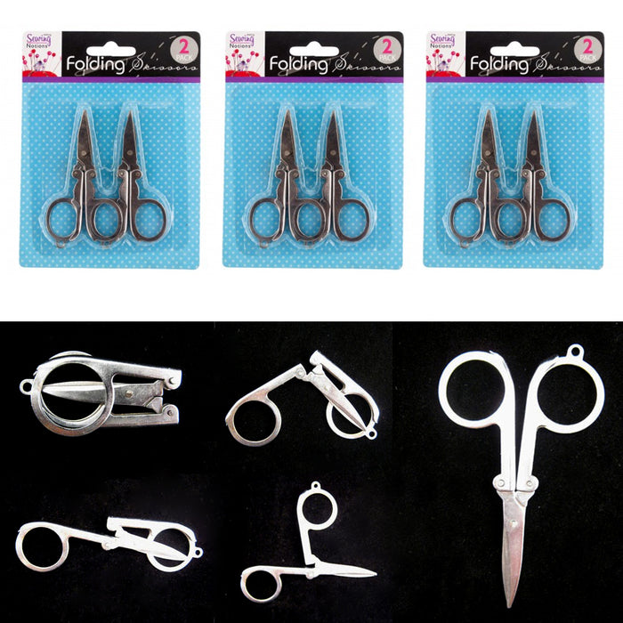 6 Pc Stainless Steel Folding Pocket Travel Small Cutter Crafts Sewing Scissors