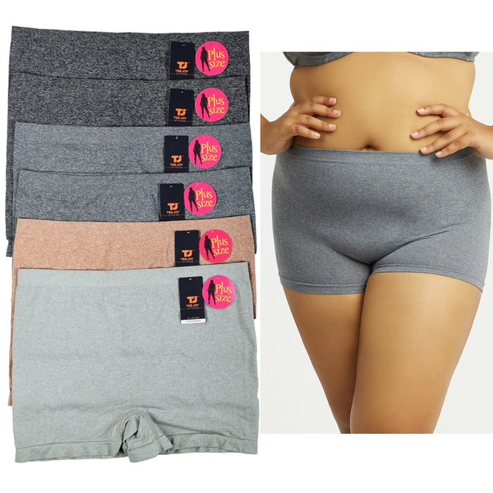 6 Pc Womens Seamless Soft Boyshort Sport Panties Plus Size Underwear Lingerie