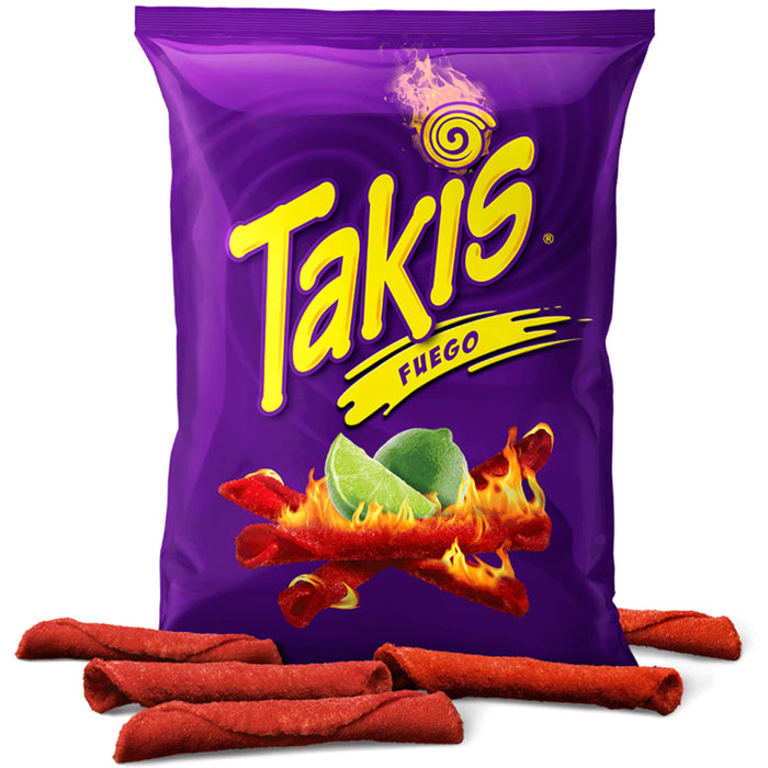4 Pk Barcel Takis Fuego Hot Chili Pepper Lime Tortilla Chips Spicy Snacks 3.2 OZ