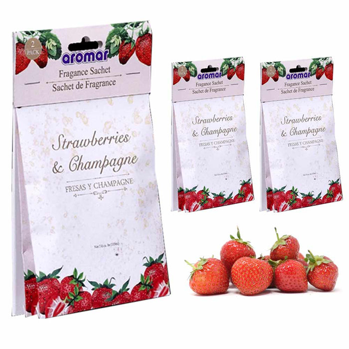 6 Strawberry Champagne Scented Fragrance Sachet Pouch Air Freshener Perfume Bag