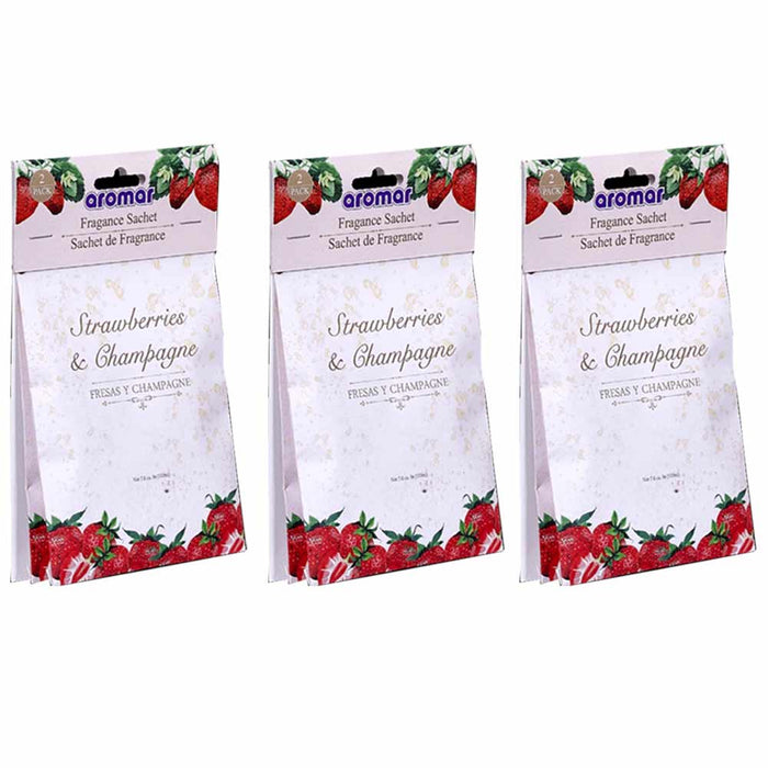6 Strawberry Champagne Scented Fragrance Sachet Pouch Air Freshener Perfume Bag