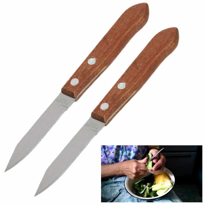 2 Pc Granny Knife 3" Stainless Steel Paring Peeling Sharp Blade Slicer Cutting