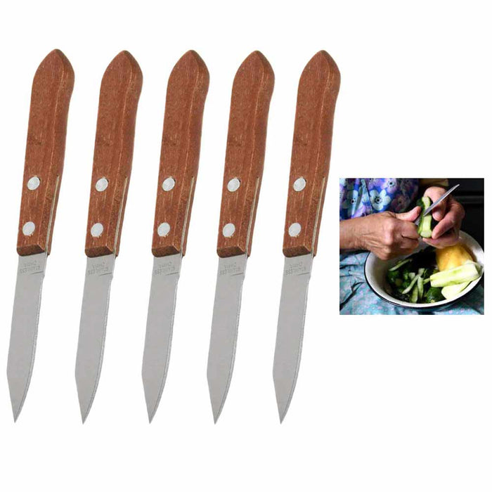 5 Pc Stainless Steel Paring Granny Knife 3" Vegetable Peeling Sharp Blade Slice
