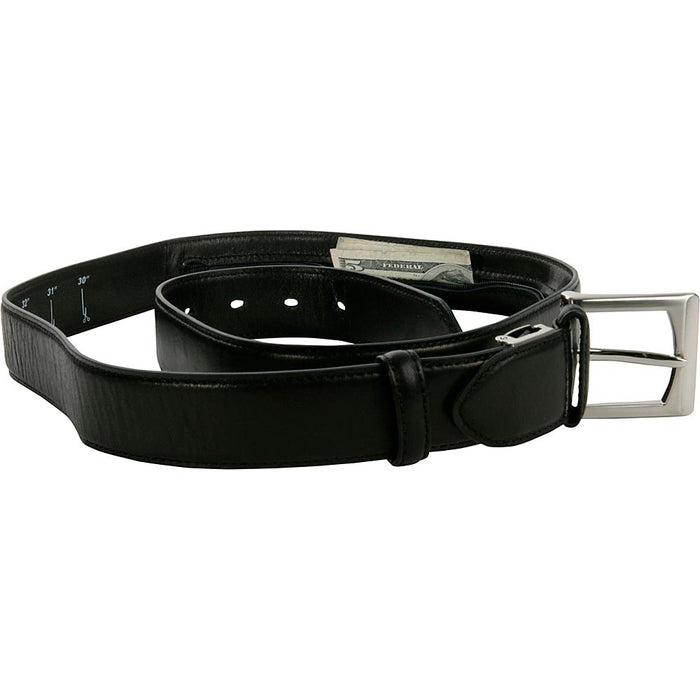 Travelon Zippered Money Belt Leather Black One Size 32"-46" Travel Waist Wallet