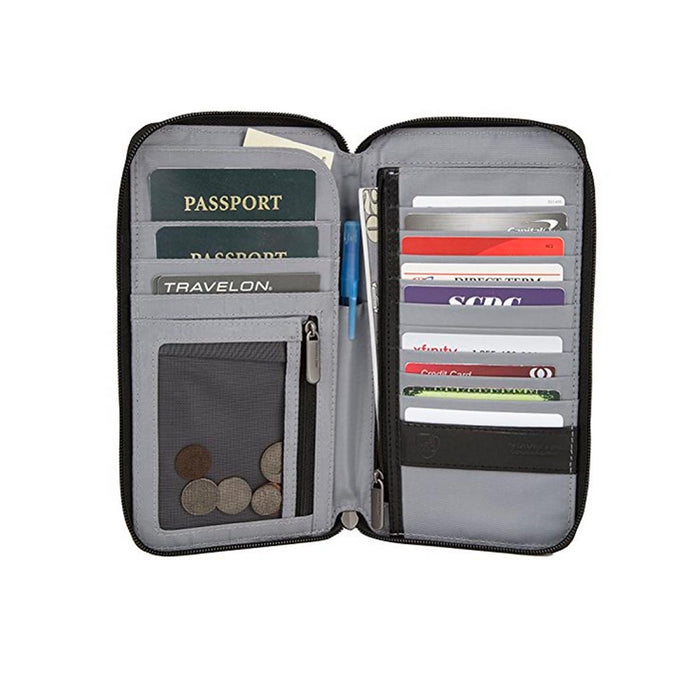 Travelon Safe ID RFID Proof Zip Card Holder Clutch Wallet Passport Organizer New