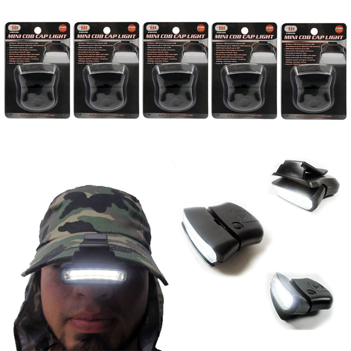 5 Pack LED Clip-on Cap Hat Light Head Lamp Fishing Camp Headlamp Hunting Torch