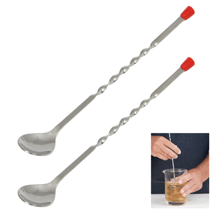 2 X Stainless Steel Cocktail Muddler Mixed Spoon Bar Tool Mixing Stir Drinks 12"