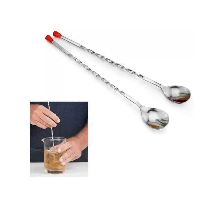 2 X Stainless Steel Cocktail Muddler Mixed Spoon Bar Tool Mixing Stir Drinks 12"