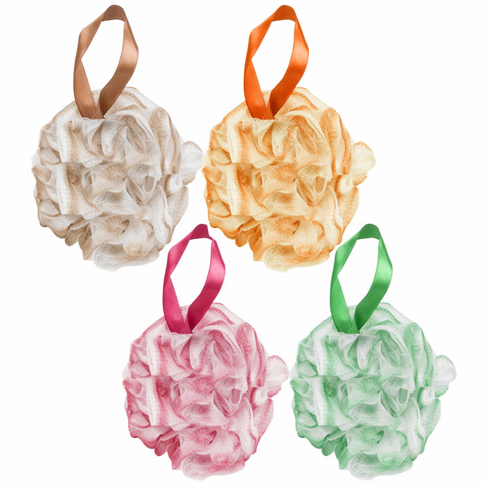 6 Pc Body Scrubber Bath Sponges Exfoliating Shower Puff Mesh Ball Loofah Brush