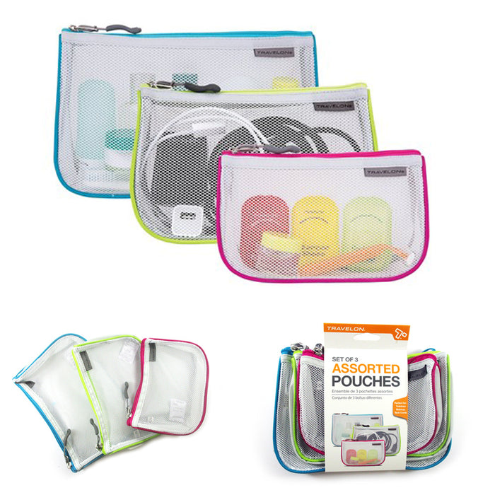 3 Pc Travelon Pouches Set Travel Tech Cords Accessories Portable Cables Chargers