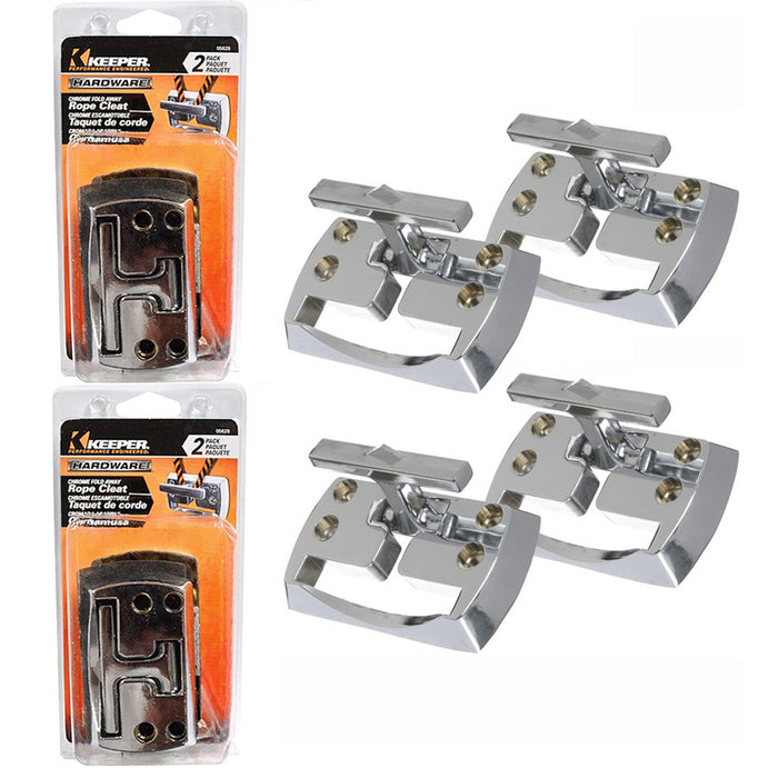 4 Pc Rope Cleats Chrome Fold Away Hook Trailer Anchor Tie Down Outdoors Boat
