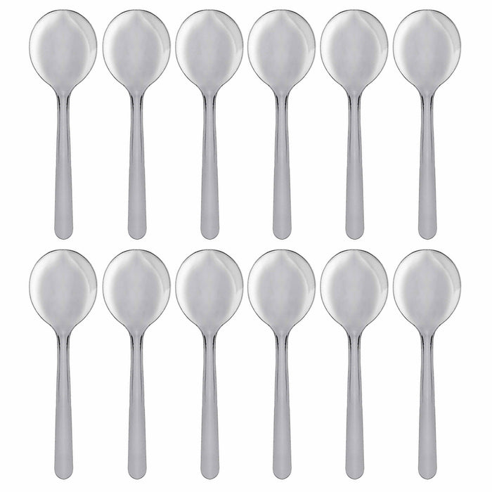 12 Pc Round Soup Spoons Windsor Bouillon Spoon Dinner Stainless Steel Flatware