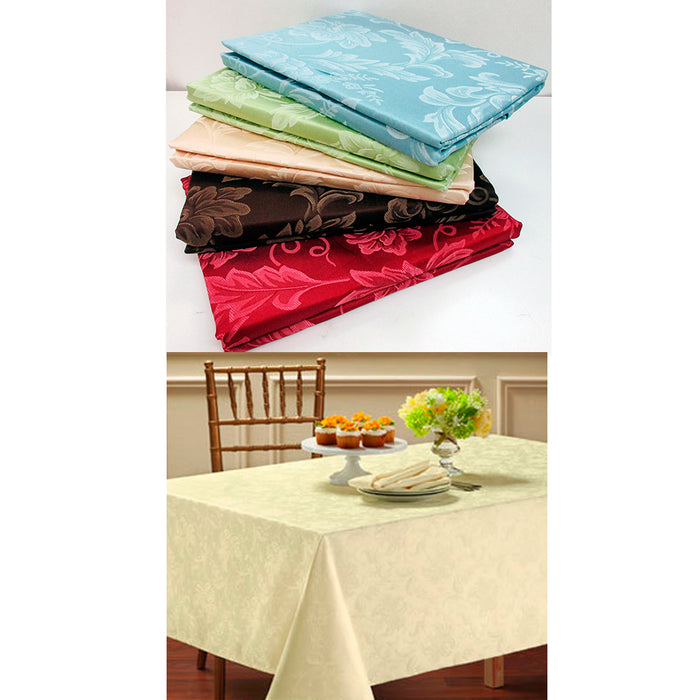 1 Damask Tablecloth 60" X 84" Rectangle Polyester Easy Care Colors Dining Room