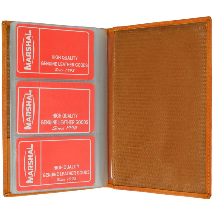1 Tan Genuine Leather Business Card ID Holder 120 Cards Organizer Book Wallet