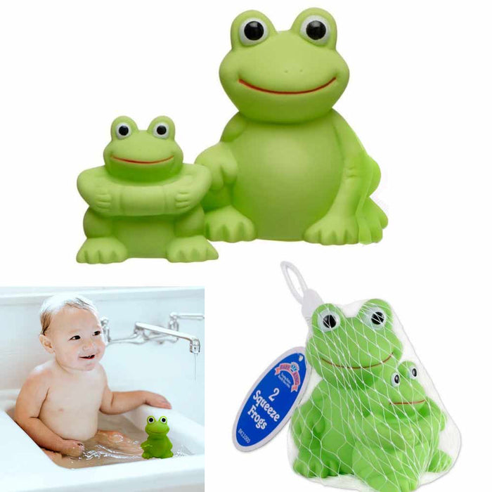 2 Squeeze Frog Rubber Froggy Bathtub Floating Toys Pool Bath Time Play Baby Kids