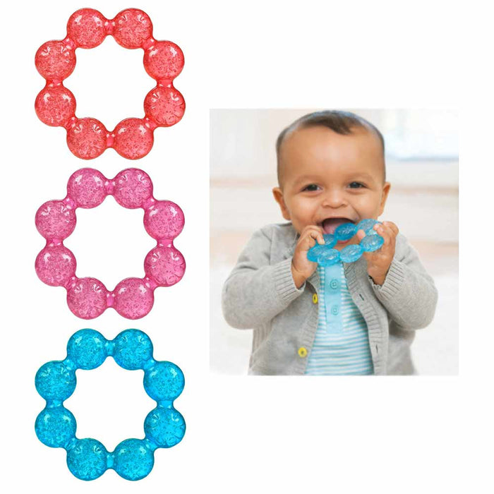 2 Pc Baby Teething Ring Water Filled Teether Chewing Toy BPA Free Soothing Gums