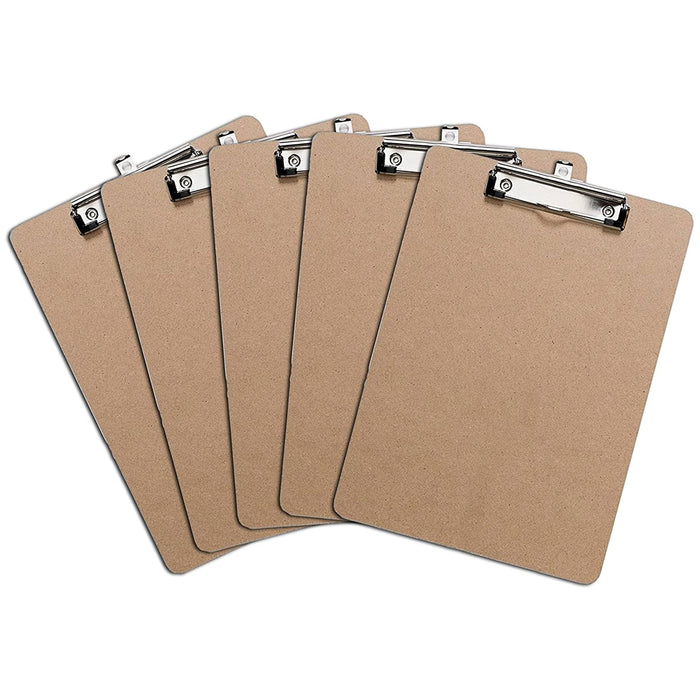 5 Pack Office Clipboards Low Profile Clip Hardboard Letter Paper Standard A4