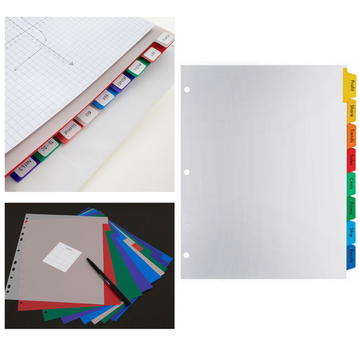 24 Packs Index Tabs Dividers 3 Ring Binder 10 Inserts Organizer 8.5"X11" Letter