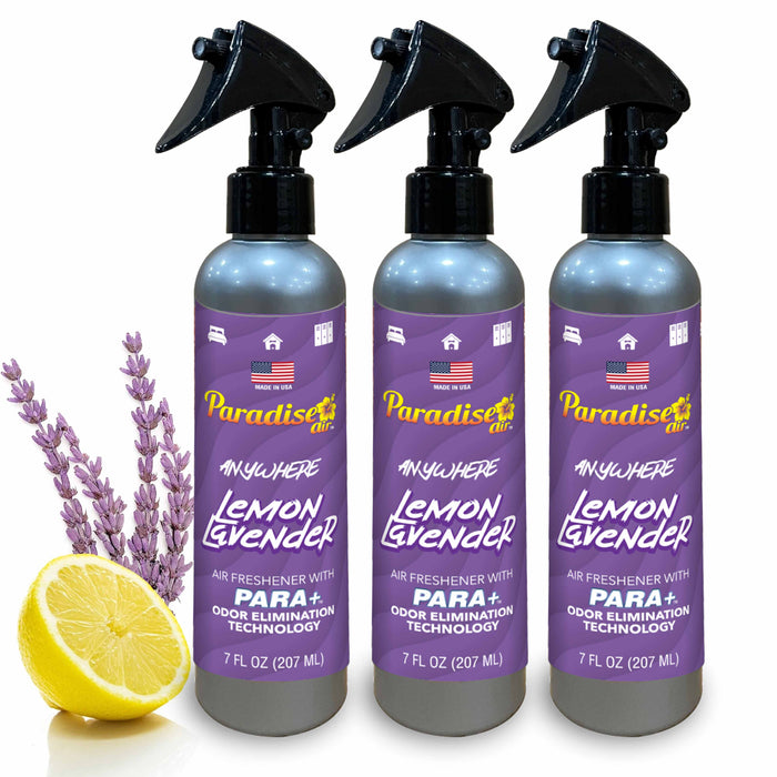 3 Pc Paradise Air Freshener Spray Odor Eliminator Fragrance Scent Lemon Lavender