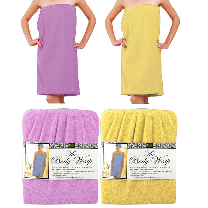 2 Pack Body Towel Wrap Womens Waffle Bath Spa Robe Adjustable Closure Bathrobe